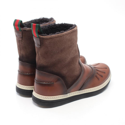 GUCCI Leather Suede Short Boots Brown Size 6.5