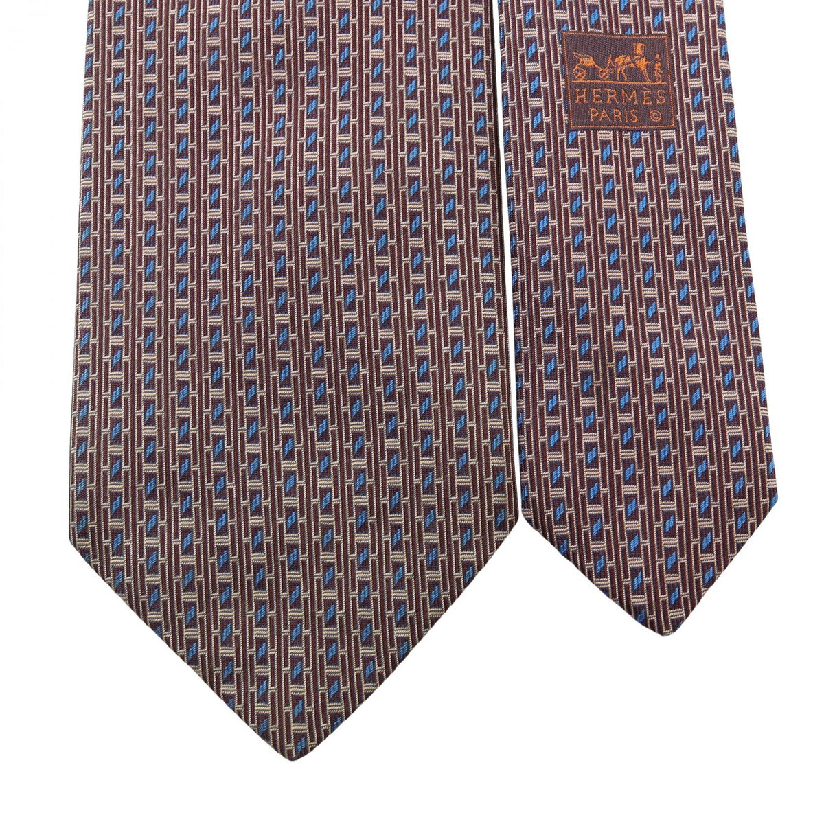 HERMES Silk H-Logo All-Over Pattern Tie Bordeaux