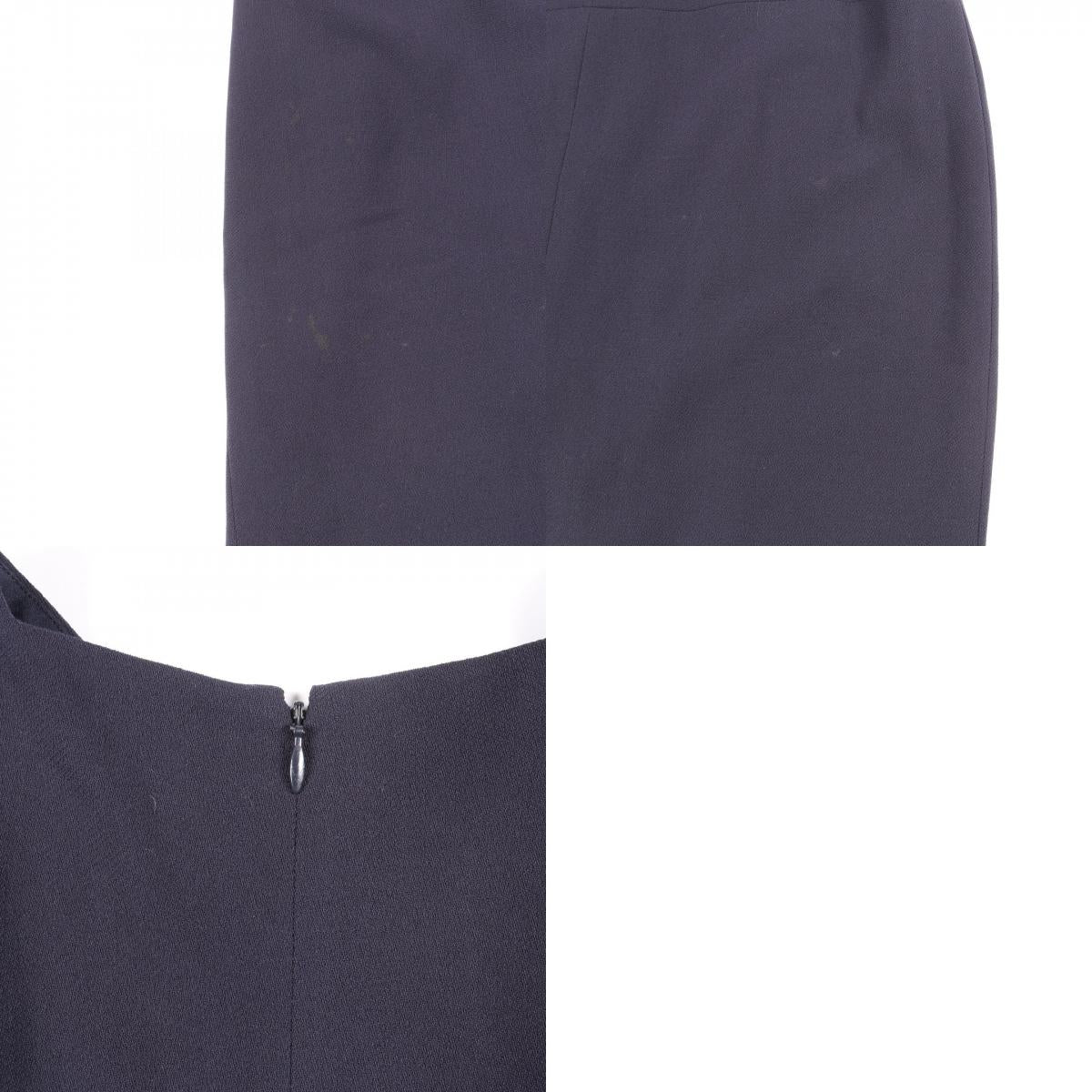 CHANEL Coco Mark Button Navy Wool Sleeveless Dress Size 40