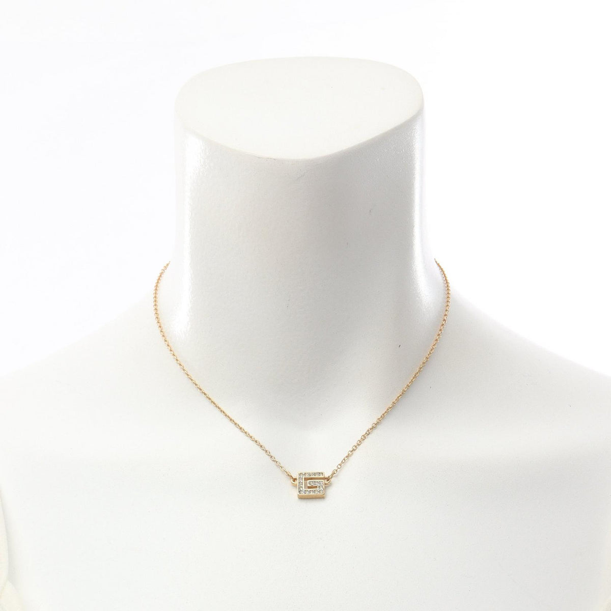 GIVENCHY Square G Logo Rhinestone Necklace
