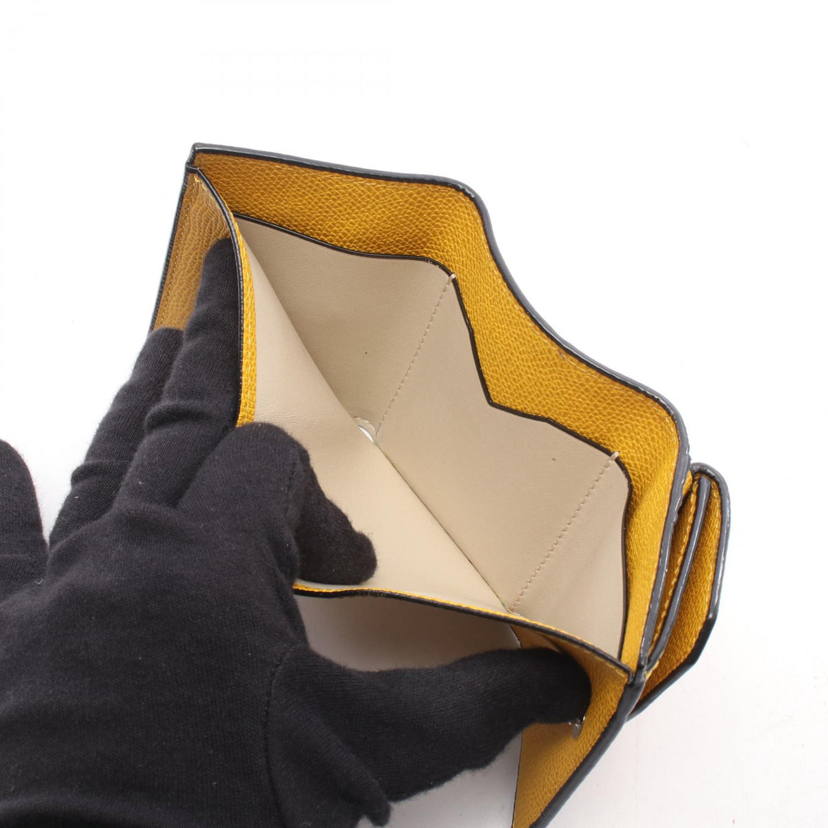 Valextra Compact Leather Tri-Fold Wallet