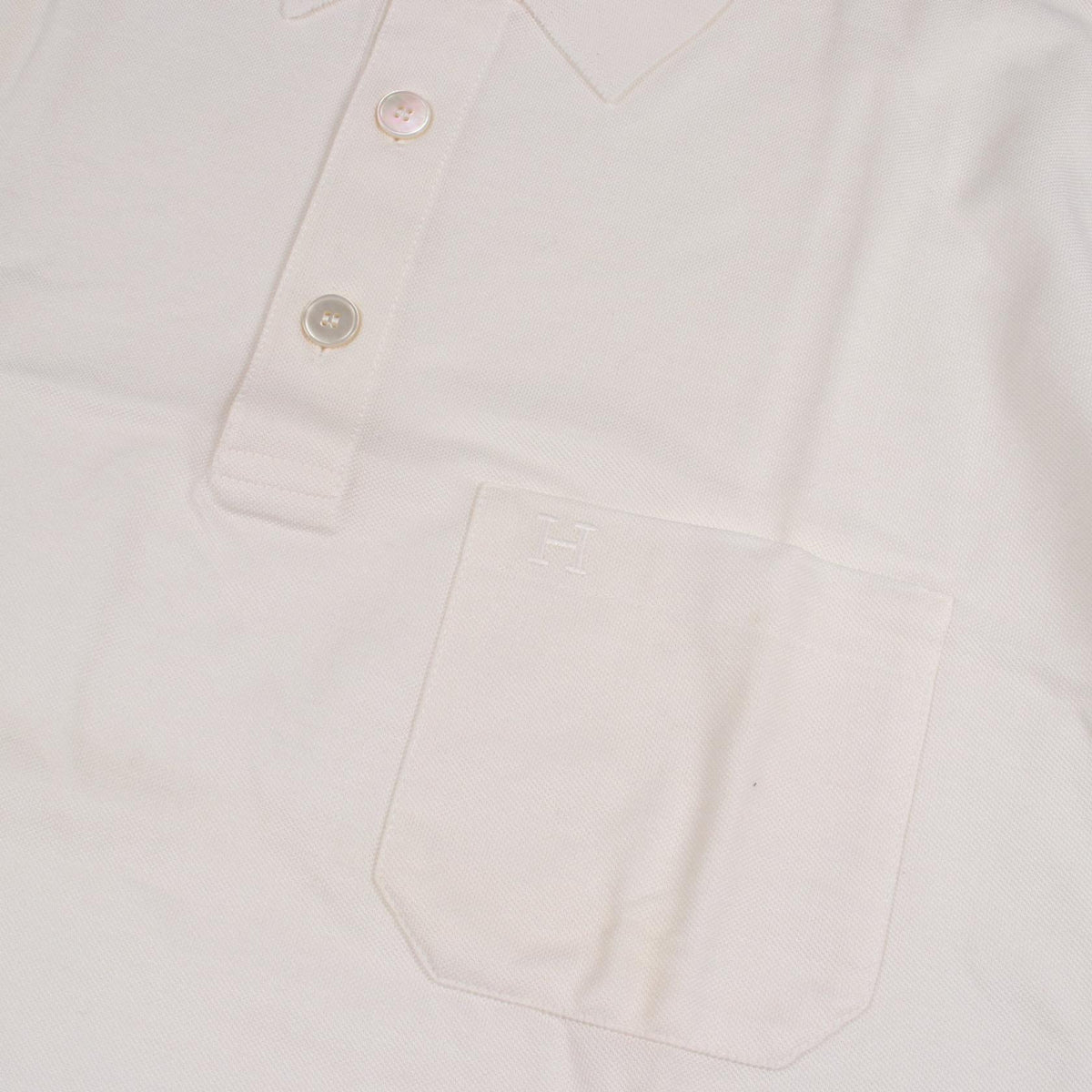 HERMES H-Embroidered Cotton Short Sleeve Polo Shirt Size S