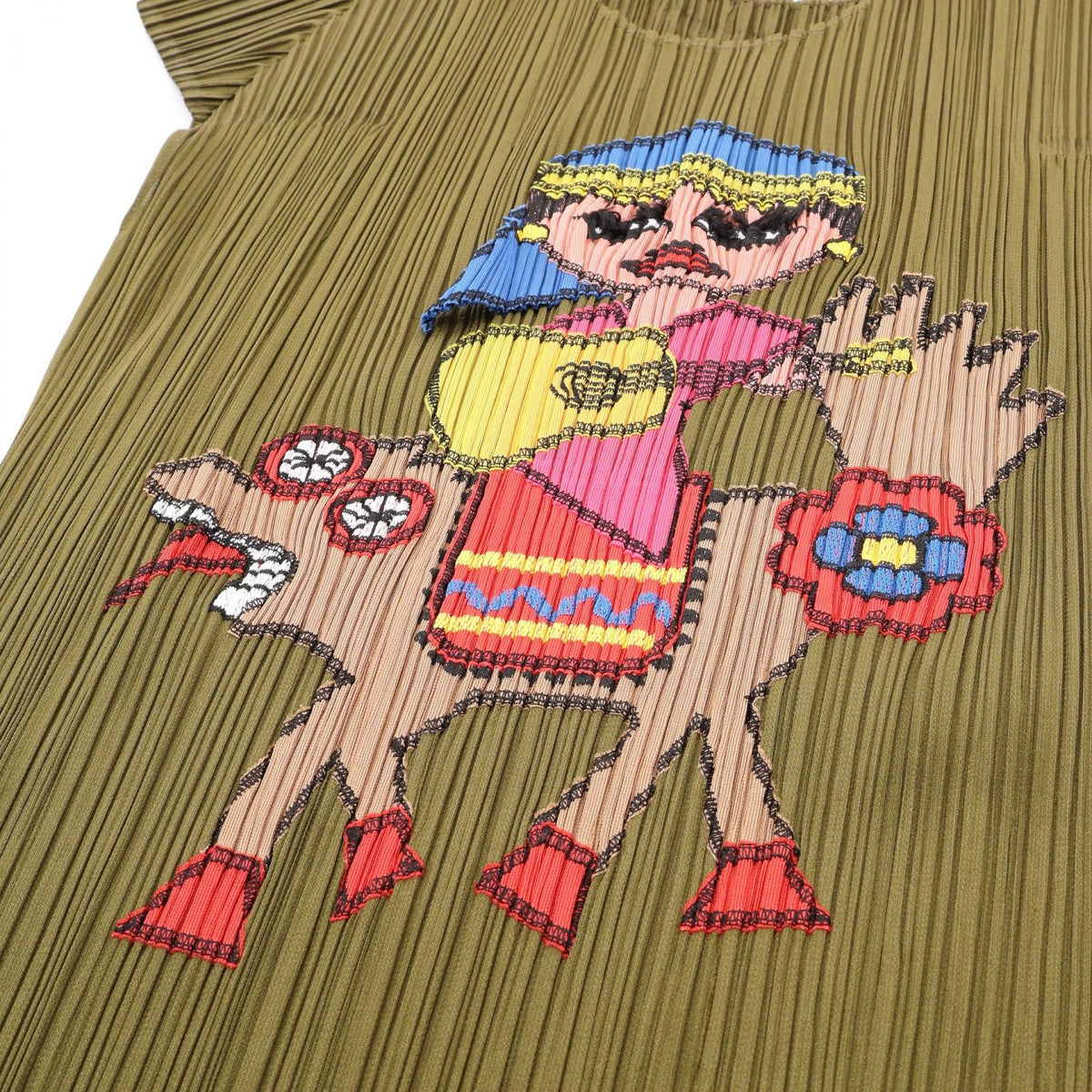 PLEATS PLEASE Pleated Embroidered T-Shirt Size 4