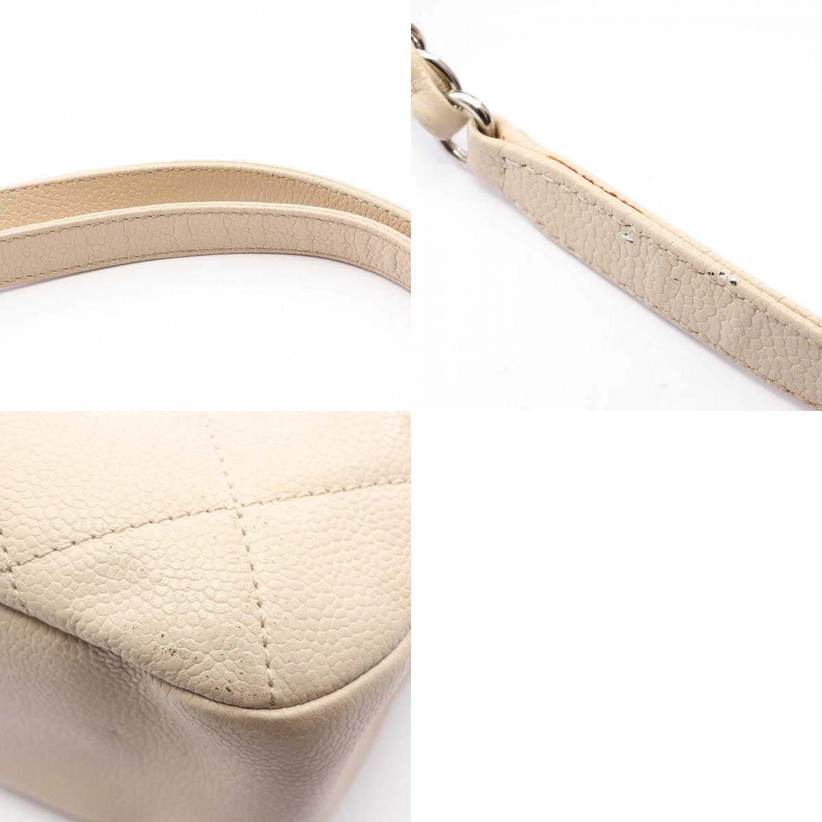 CHANEL Matelasse Caviar Skin Beige Silver Tote