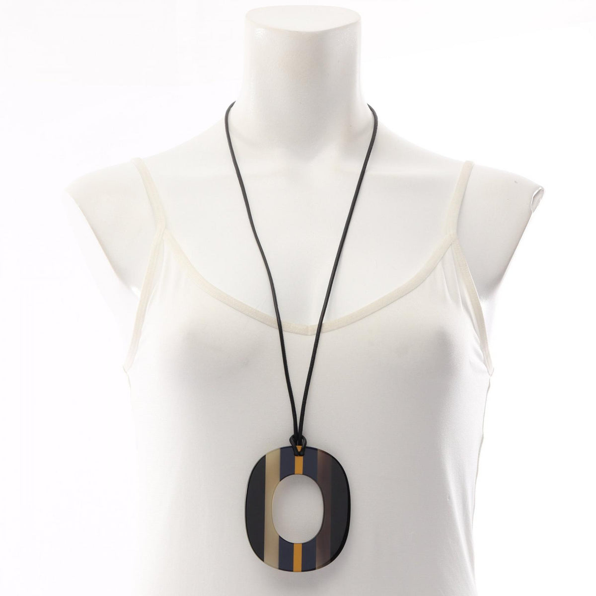 HERMES Black Leather Buffalo Pop Necklace