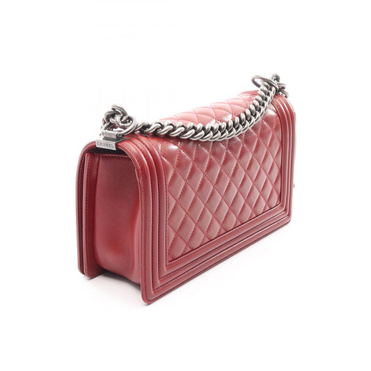 CHANEL Boy Chanel Lambskin Bag Red