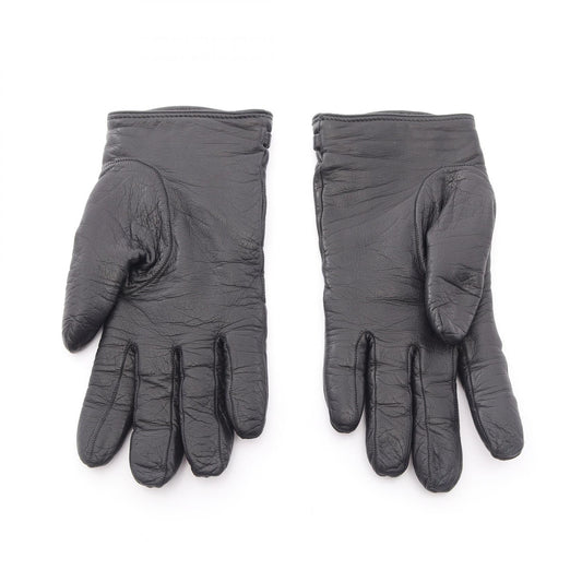 GUCCI Horsebit Leather Gloves Black Size 7