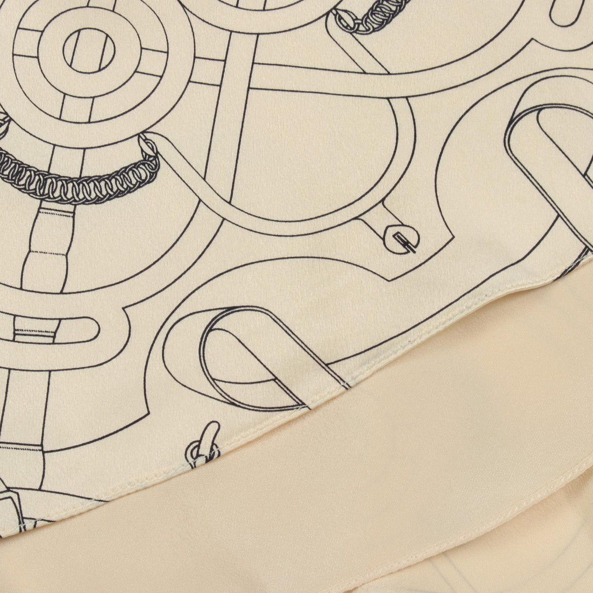 HERMES Eperon d'Or Silk Midi Skirt Beige Size 36
