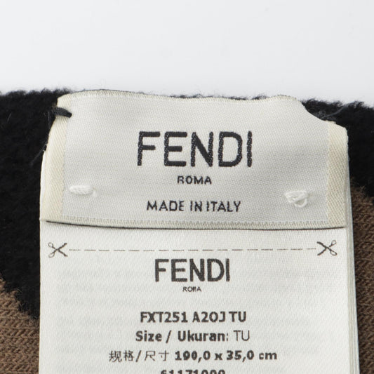 FENDI Zucca Wool Rayon Scarf Brown Black