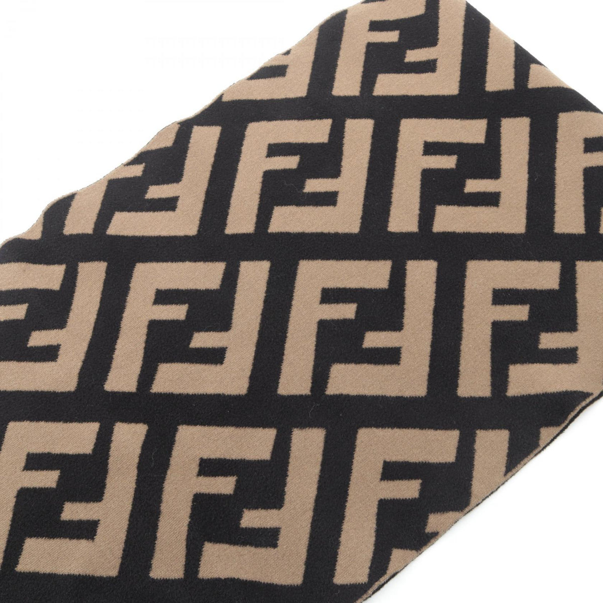 FENDI Zucca Wool Rayon Scarf Brown Black