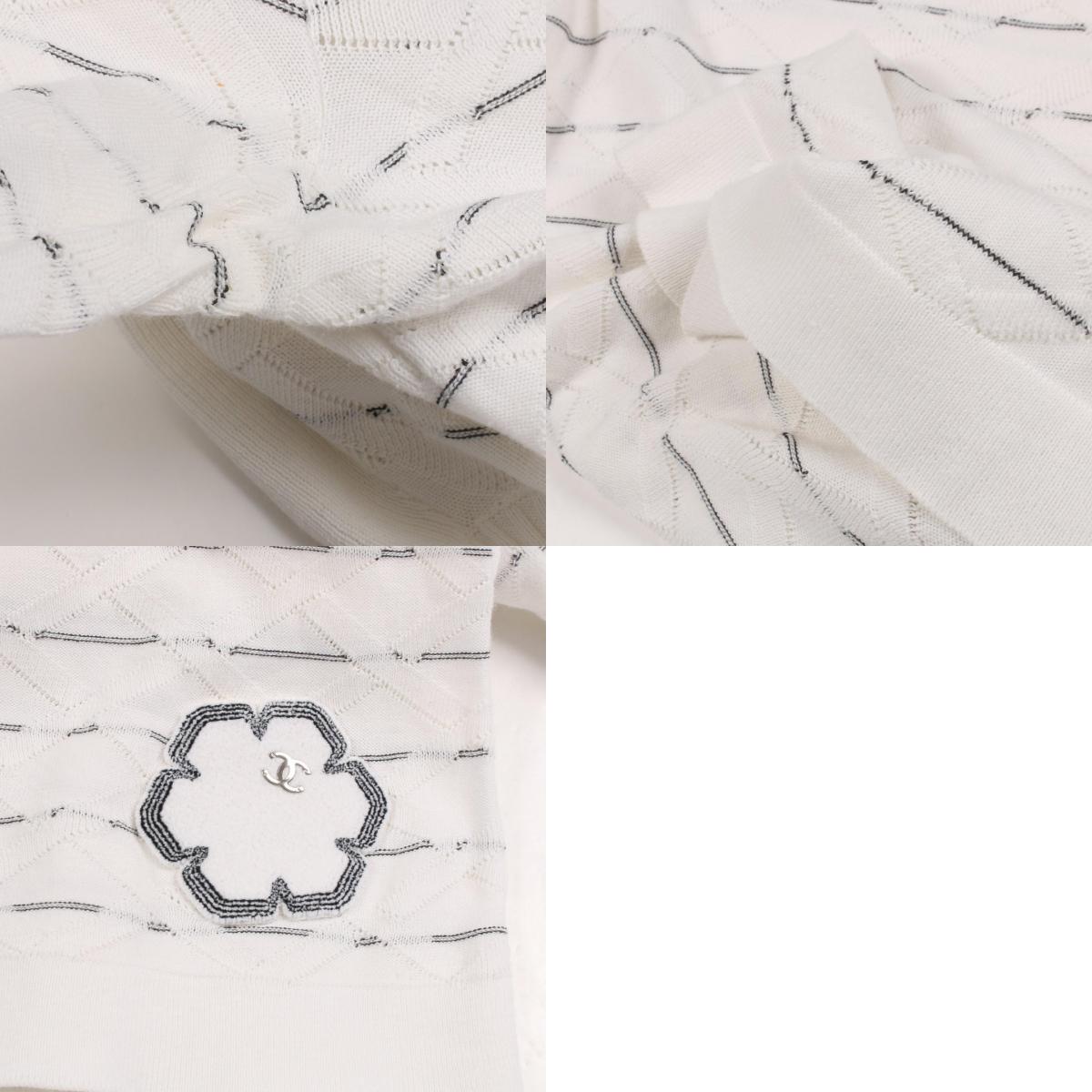 CHANEL Coco Mark Cotton Sweater White/Black Size 36