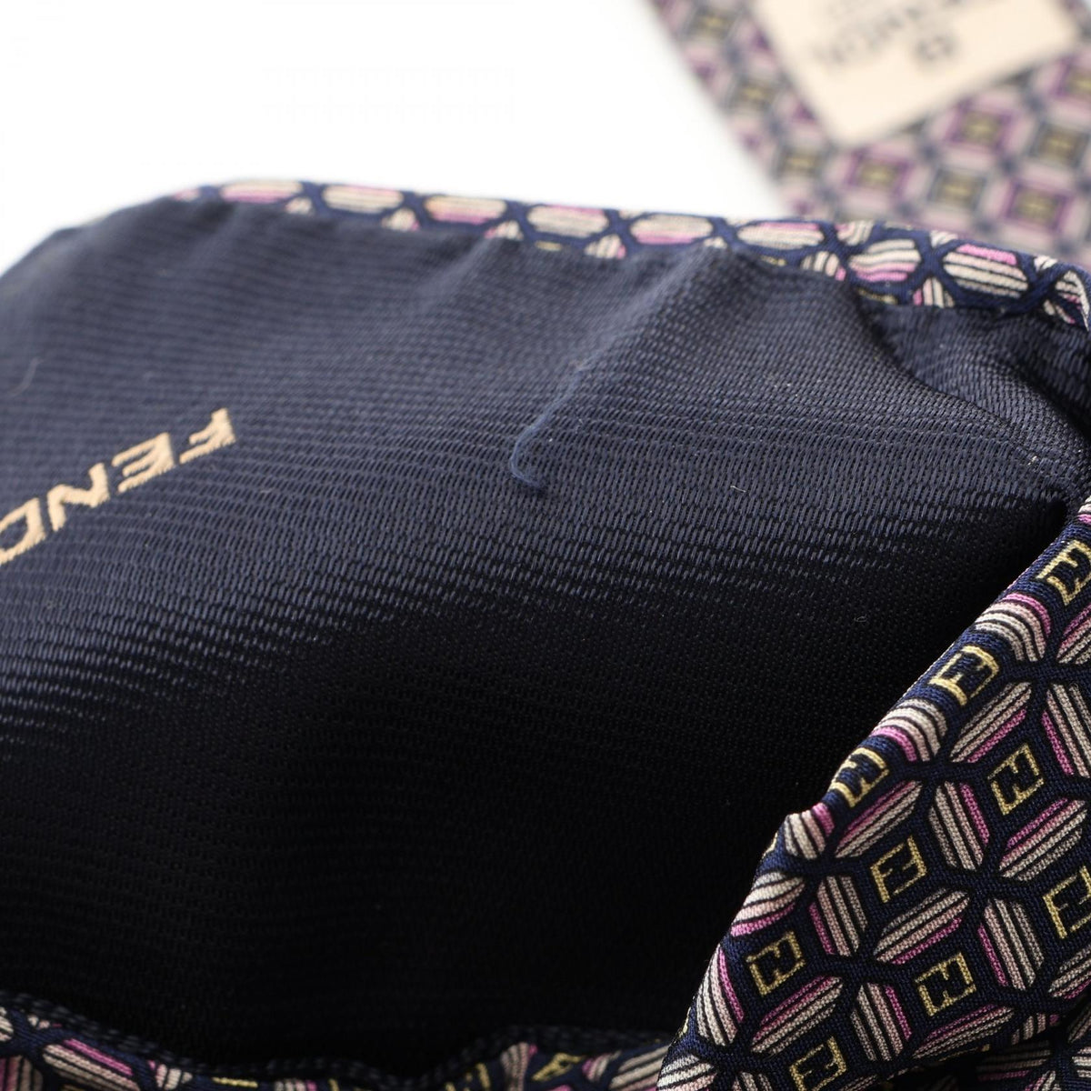 FENDI FF Pattern Silk Tie Navy