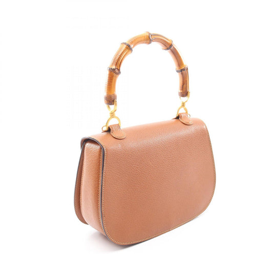 GUCCI Bamboo 2-Way Leather Bag Brown