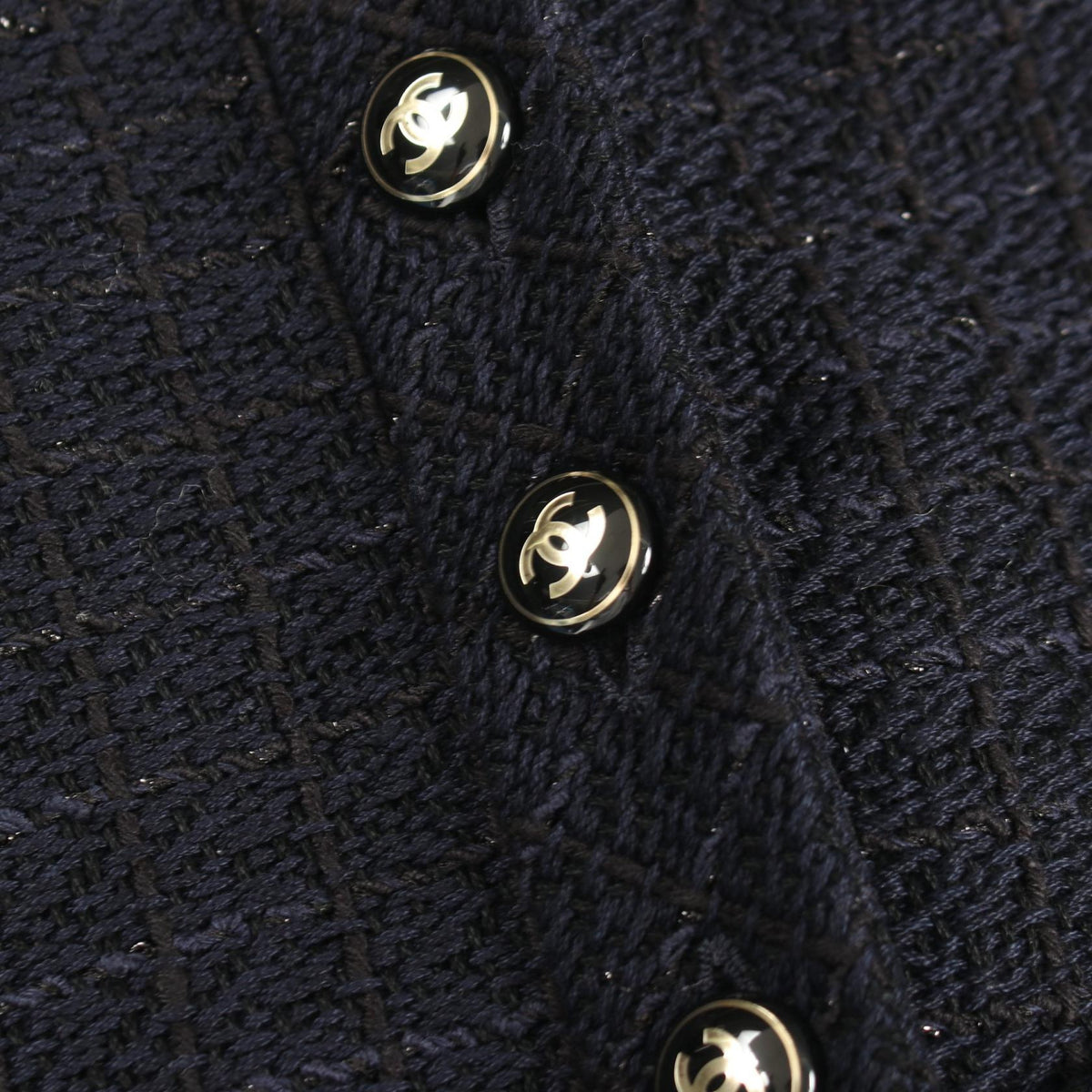 CHANEL Coco Mark Tweed Collarless Jacket Size 38
