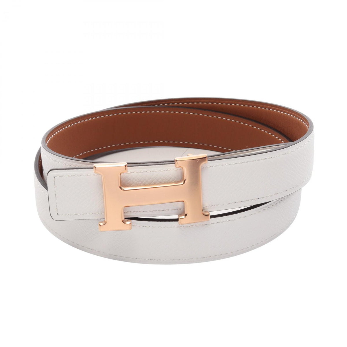 HERMES Constance H-Buckle Reversible Leather Belt Size 75