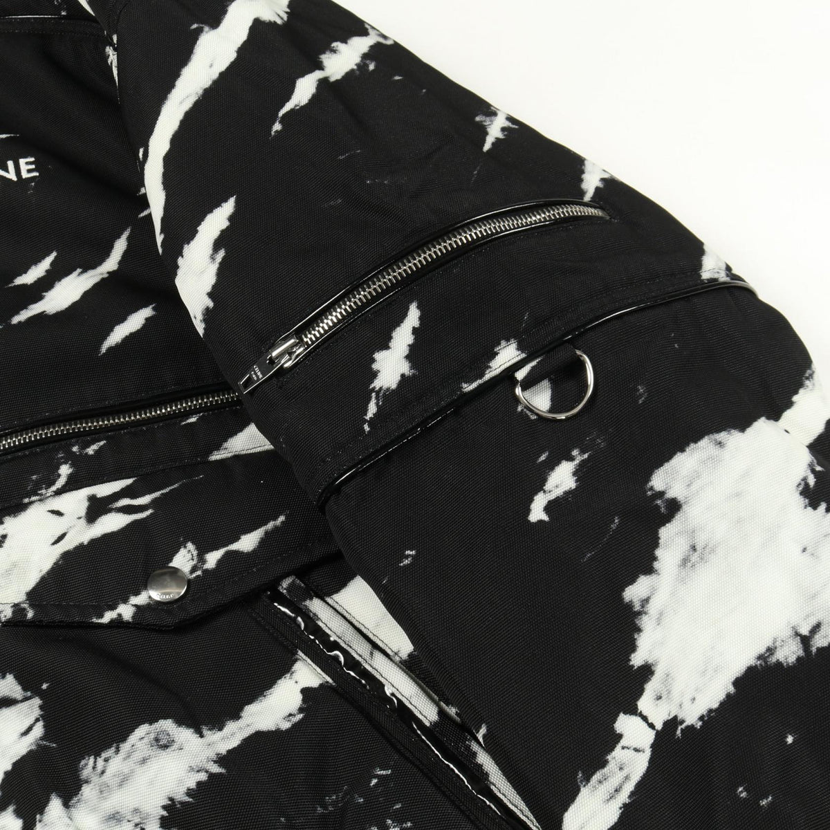 CELINE Nylon Tie-Dye Blouson Jacket Black/White Size 46