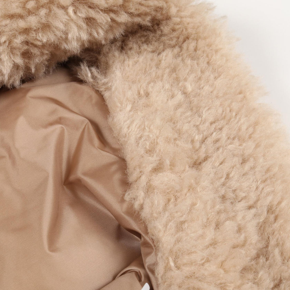 MONCLER JOUI Beige Fake Fur Teddy Down Vest Size 4
