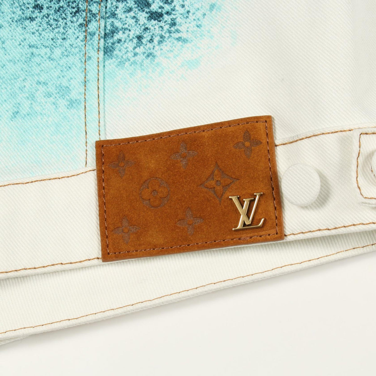 LOUIS VUITTON LV Spray Cotton Denim Jacket White Size 46