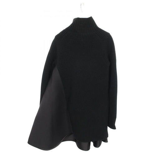Sacai Black Wool Paneled Asymmetric Dress Size 2