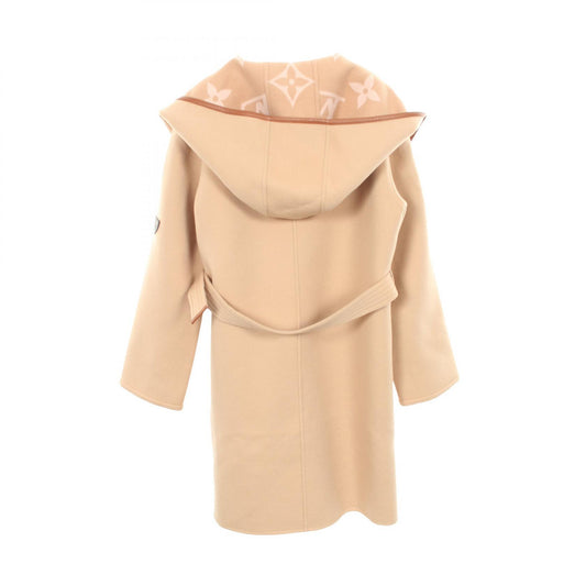 LOUIS VUITTON Giant Monogram Hooded Wrap Wool Coat Size 38