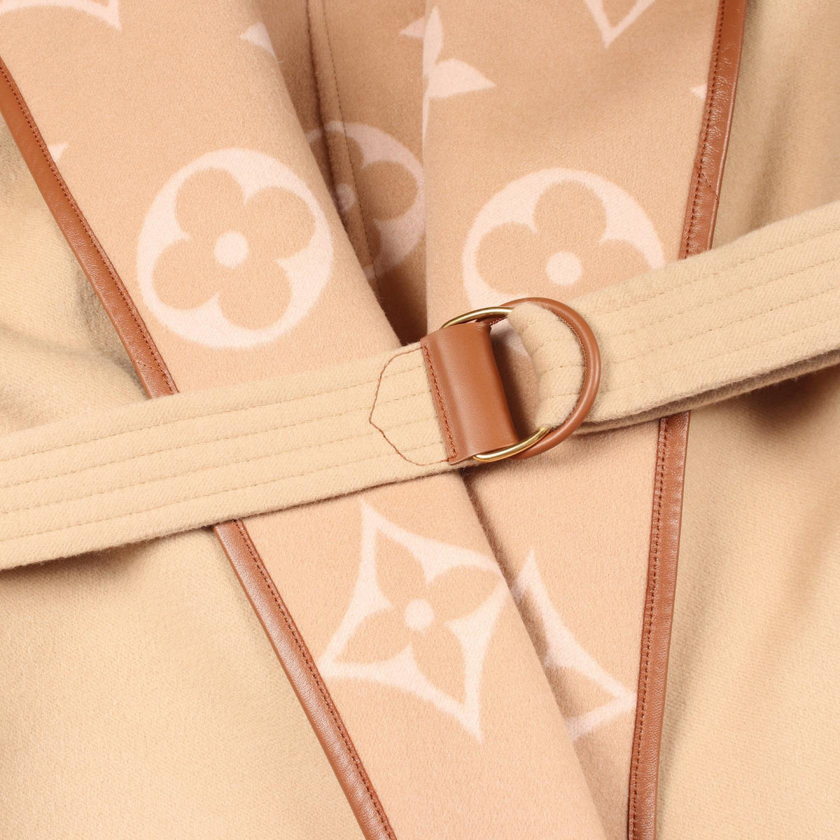 LOUIS VUITTON Giant Monogram Hooded Wrap Wool Coat Size 38
