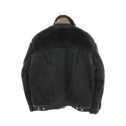 Sacai Faux Shearling Denim Jacket Black Size 1