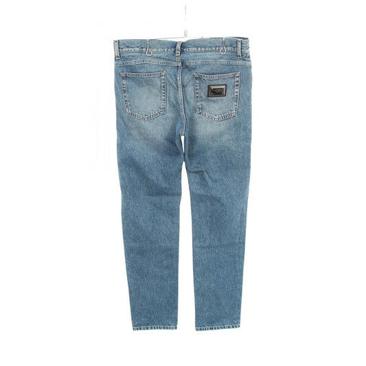 DOLCE & GABBANA Logo Plate Blue Cotton Denim Jeans Size 48