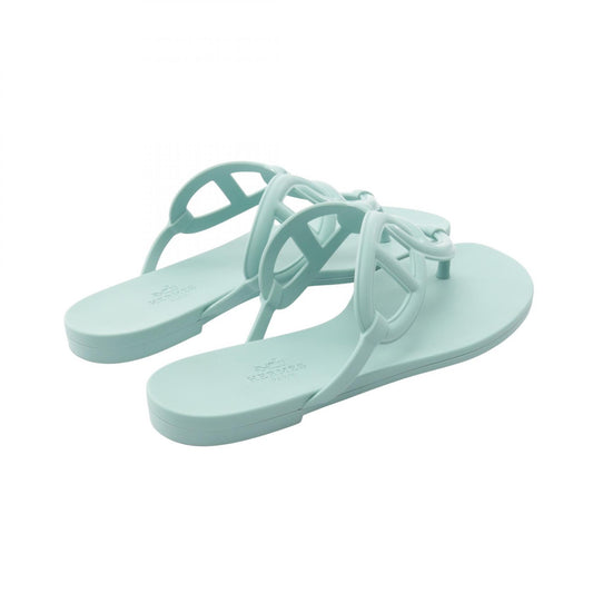 HERMES Egeri Chaine d'Ancre Rubber Sandals Blue Size 36