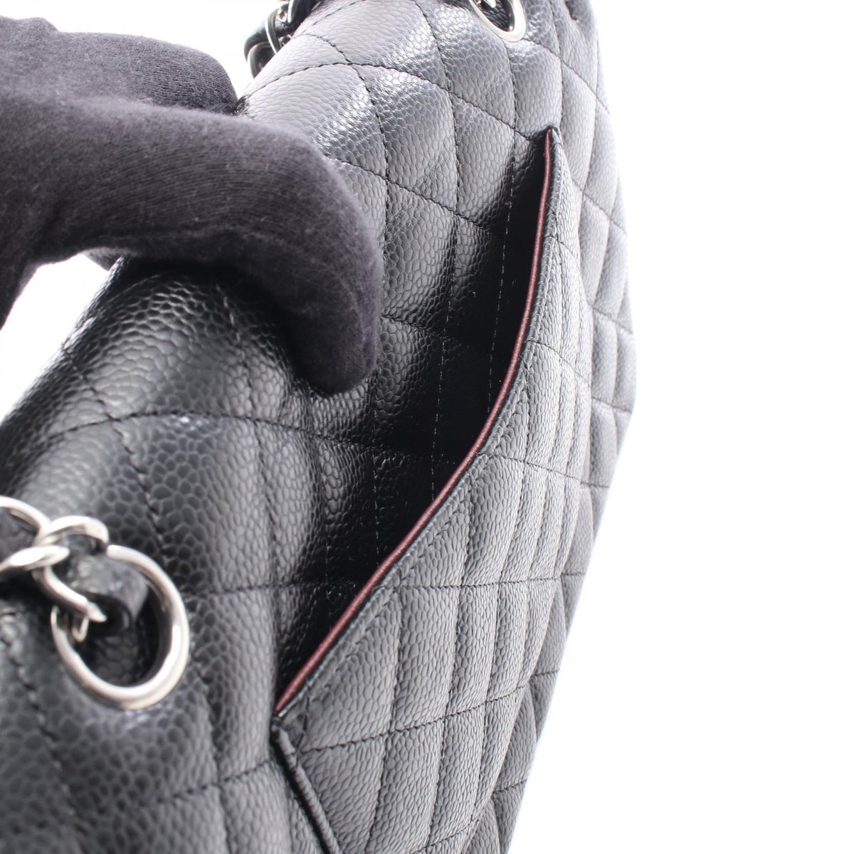 CHANEL Black Caviar Skin Shoulder Bag