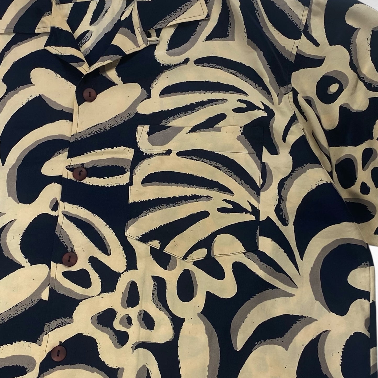 ZEN-JAC All-Over Print Open Collar Shirt Size XL