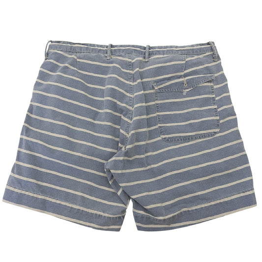 RRL Batik Striped Distressed Denim Shorts Blue Size 32