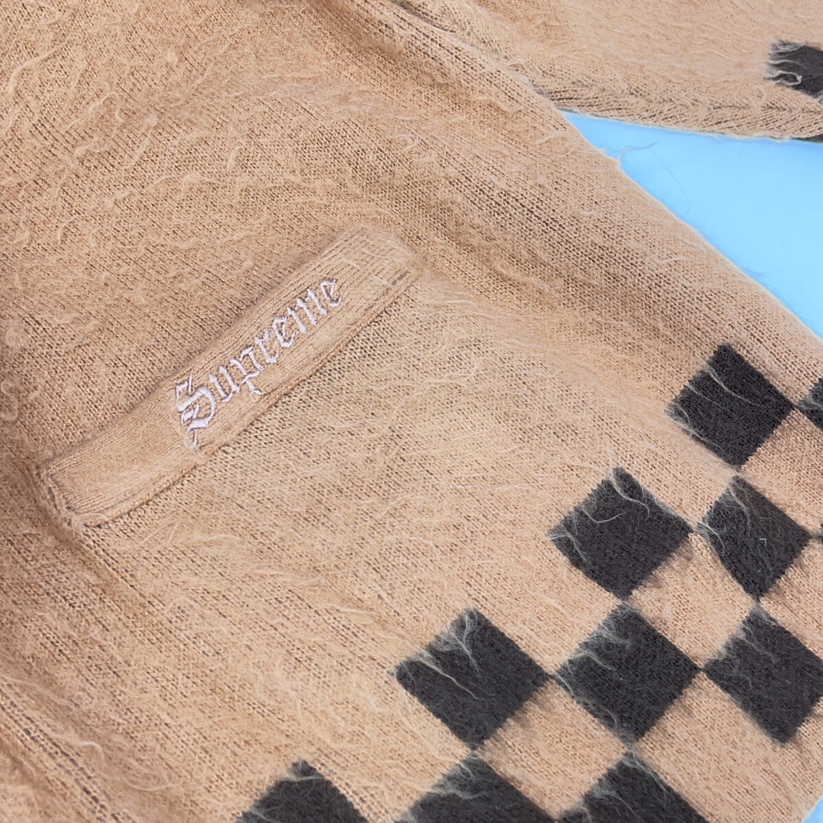 Supreme 21SS Brown Brushed Checkerboard Cardigan Size M