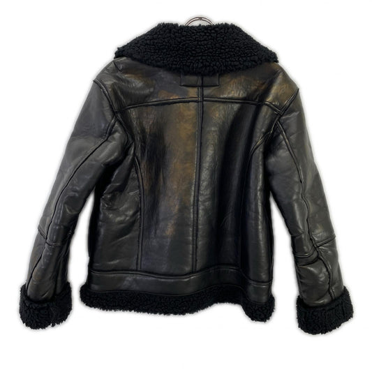 TMT Black Faux Leather Boa-Lined Jacket Size M