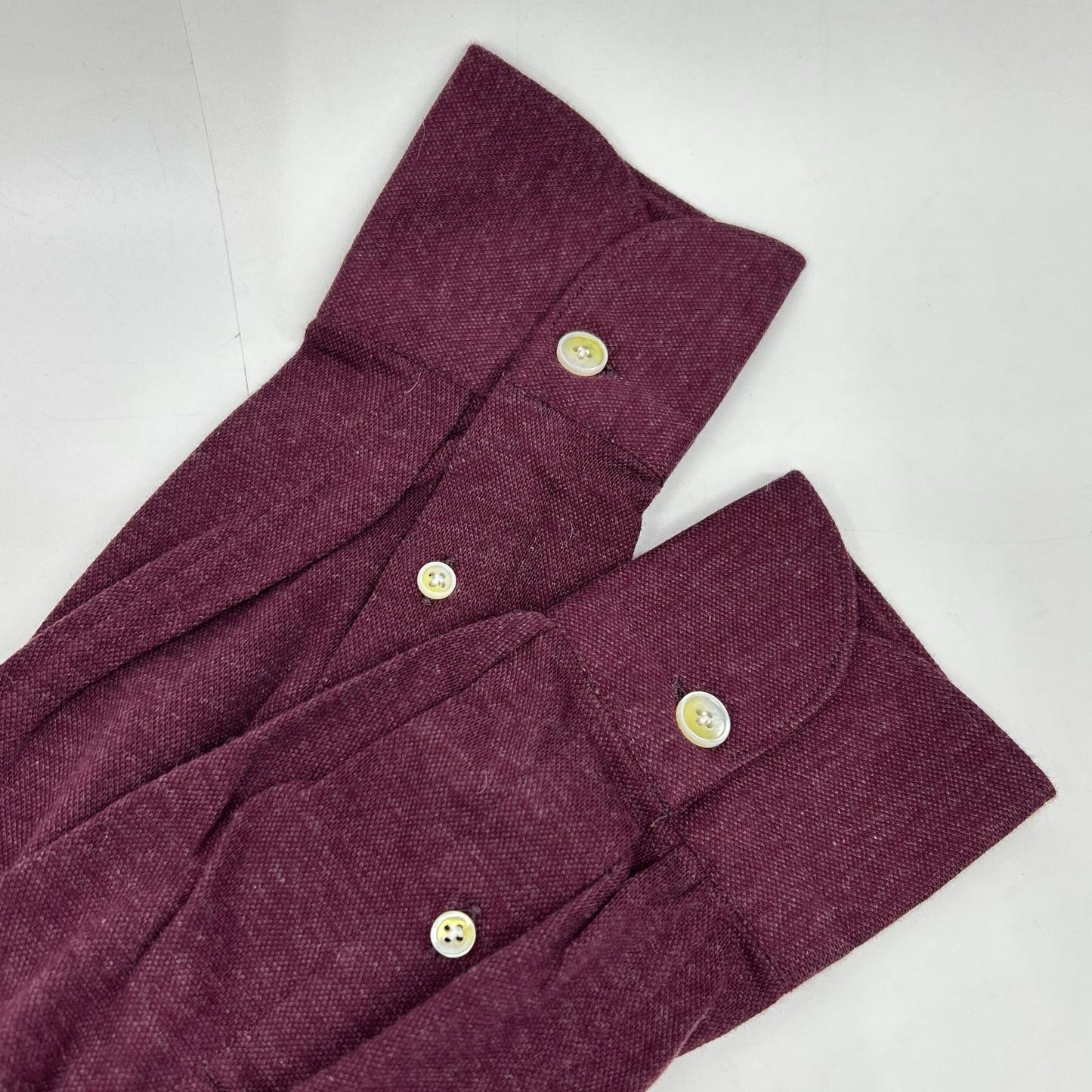 finamore Burgundy Cotton Cashmere Long Polo Shirt Size M