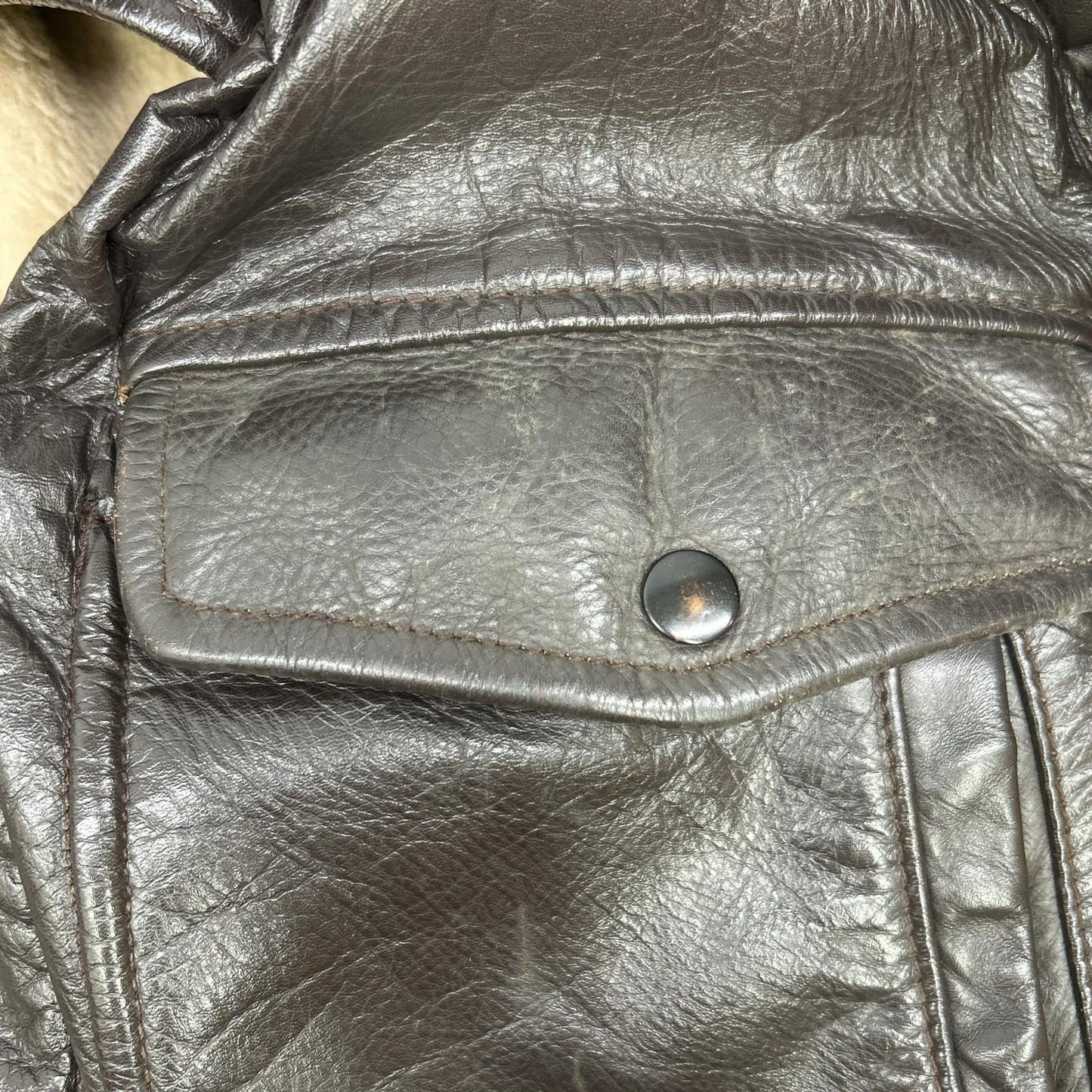 VINTAGE 60s Brown Leather G-1 Flight Jacket Size M