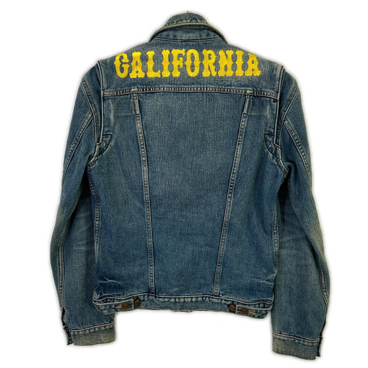 Wrangler Blue California Embroidery Zip Denim Jacket Size S