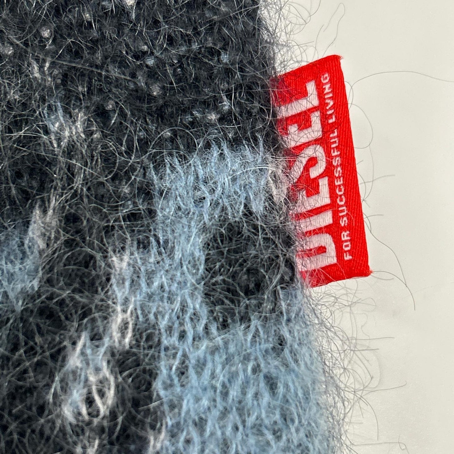DIESEL K-PETALO Blue/Gray Mohair Knit Cardigan Size M