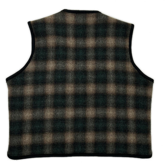 PENDLETON Green Ombre Check Wool Boa Vest Size XXL