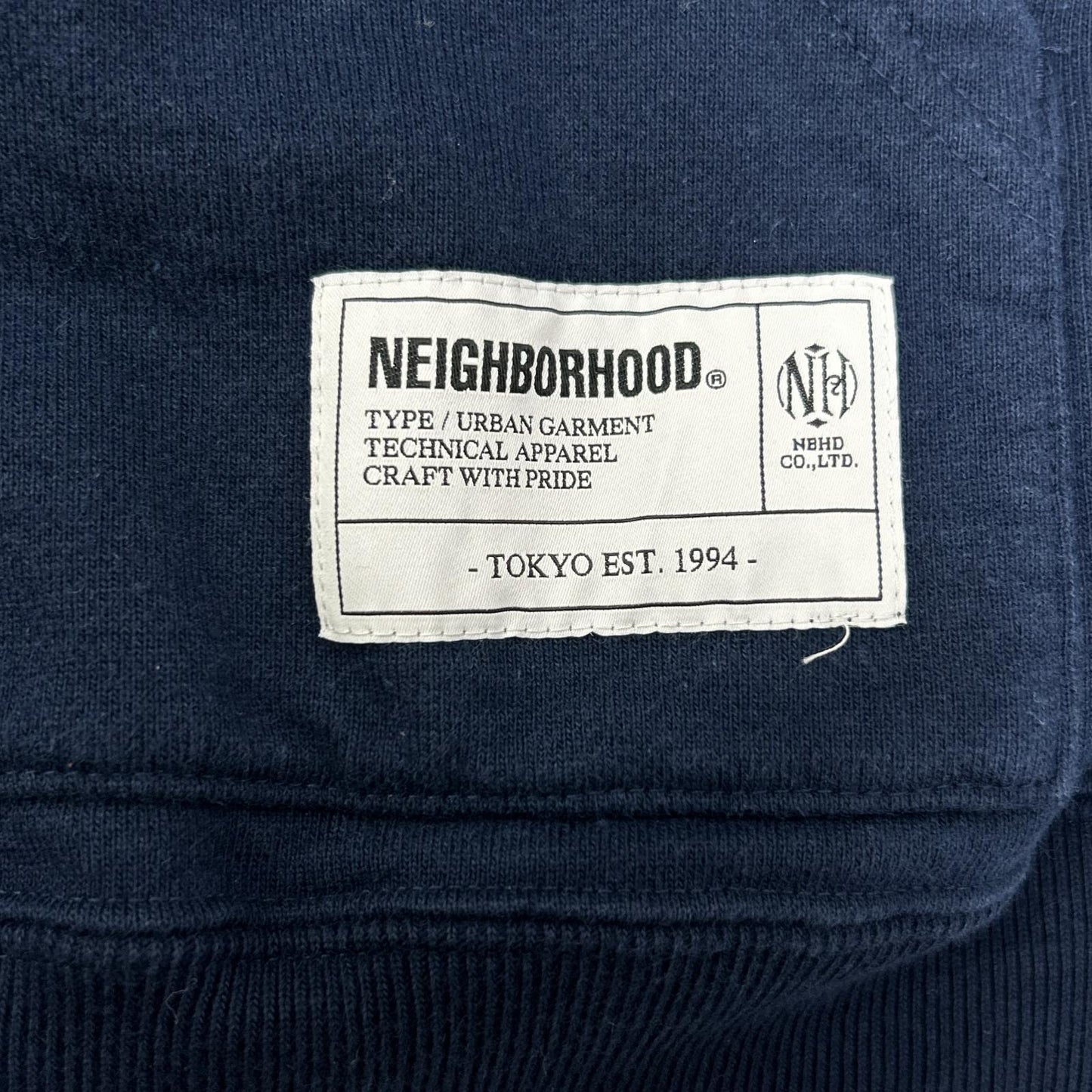 NEIGHBORHOOD 25AW Navy Cotton Half-Zip Hoodie Size XL