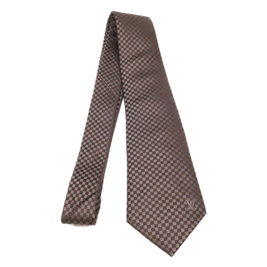 LOUIS VUITTON Damier Silk Tie Brown Size ONE SIZE