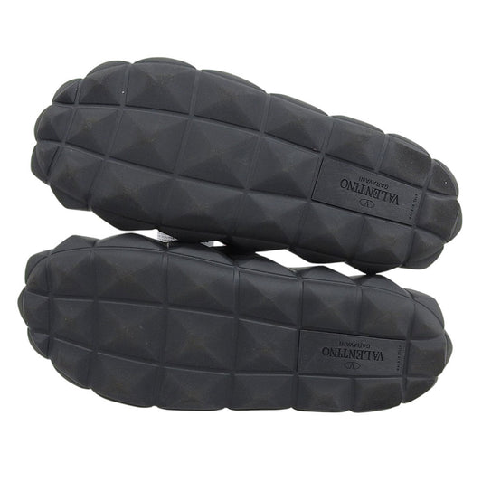 VALENTINO Black Rockstud Rubber Slides Sandals Size EU 42