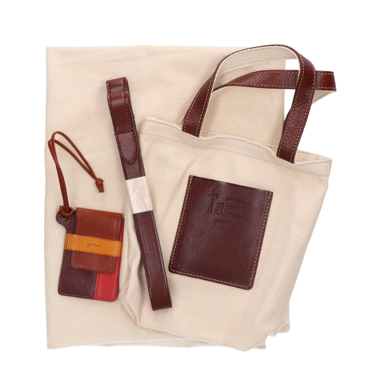 genten Leather 2WAY Tote Bag Dark Brown Size ONE SIZE