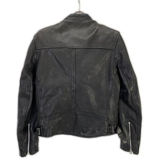 schott Black Sheepskin Semi-Double Leather Jacket Size S
