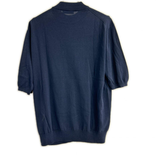 ZANONE 810118 ZY318 Cotton Crepe Mock T-Shirt Navy Size 50