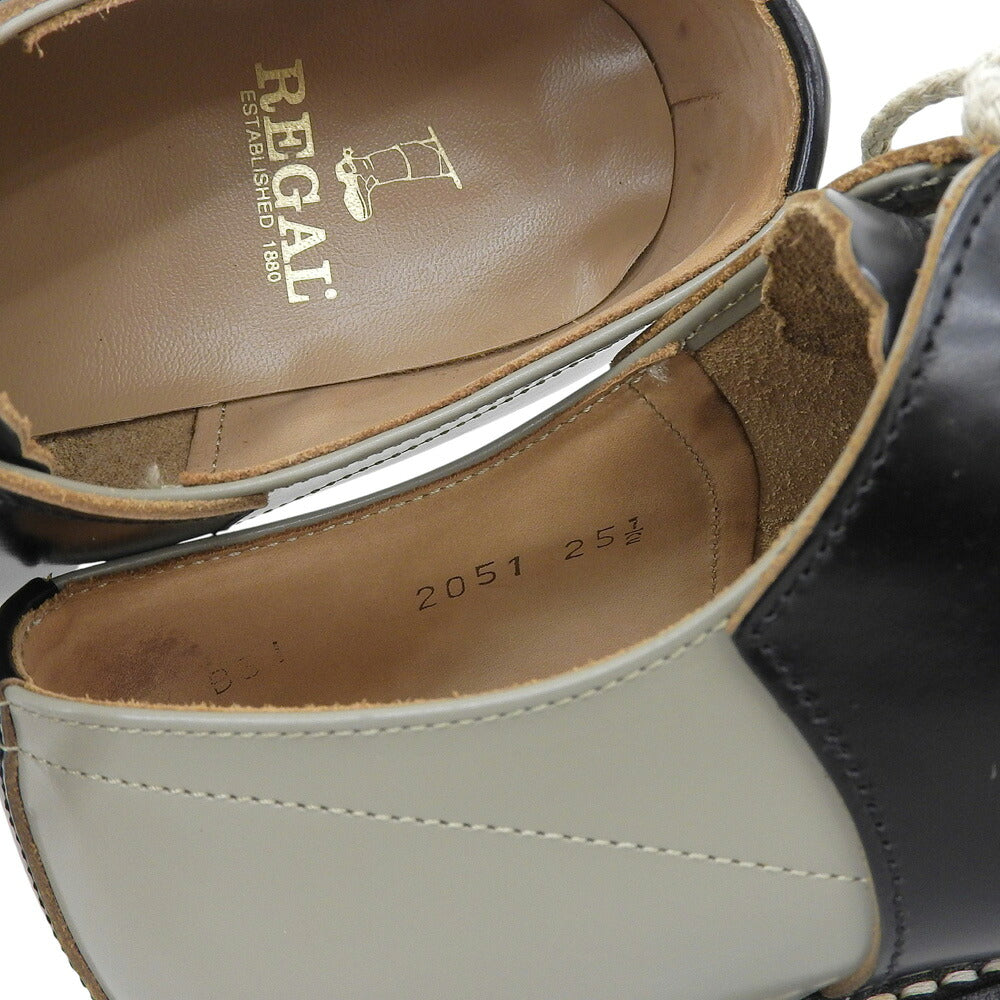 REGAL Leather Saddle Shoes Black/Grey Sneakers Size 25.5