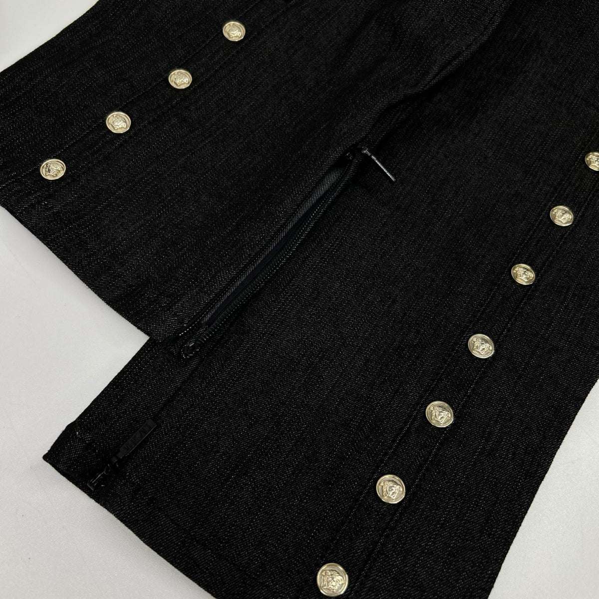 GIANNIVERSACE Black Gold Medusa Button Jeans Size 26