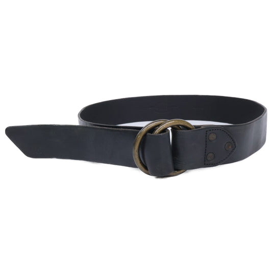 RRL Black Leather Brass Ring Buckle Belt Size 34