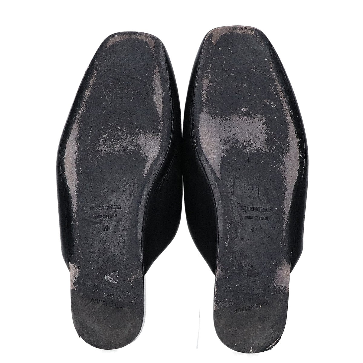 BALENCIAGA Black BB Logo Leather Sandals Size EU 42