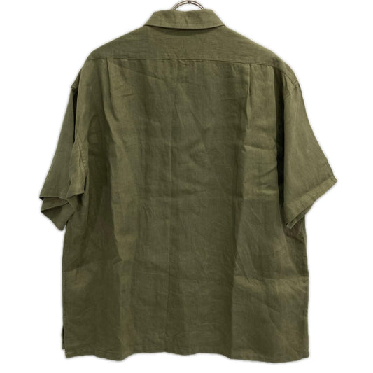 NIGEL CABOURN Linen Twill Open Collar SS Shirt Khaki Size 48