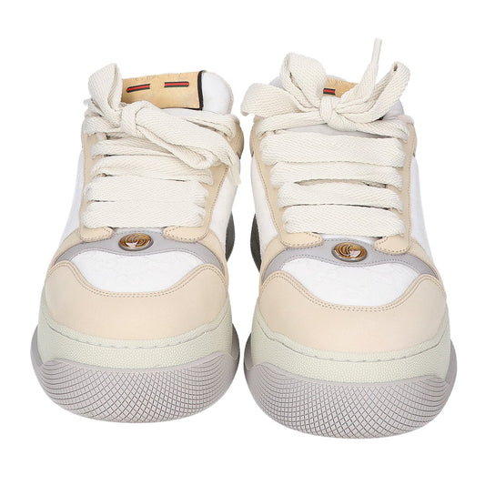 GUCCI GG Screener Leather Low-Top Sneakers Beige Size UK 10